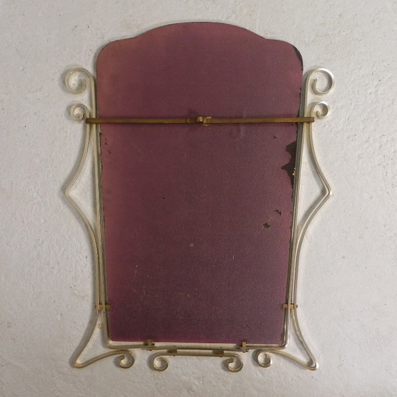 Image 1 of Vintage geslepen spiegel in aluminium frame, jaren 50