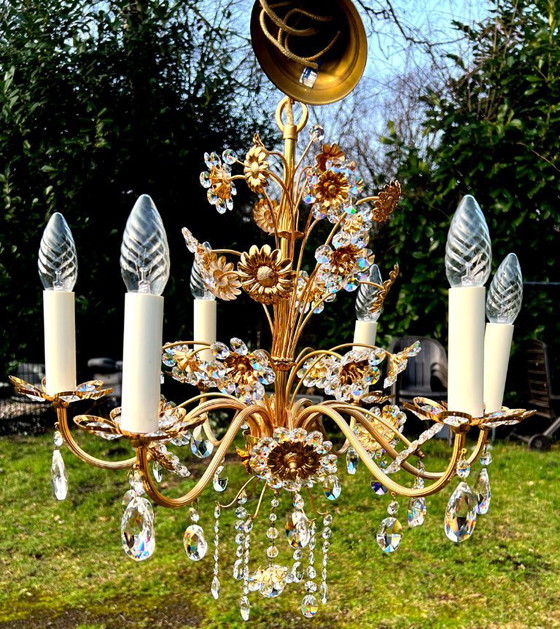Antiker Palwa Kristallblüten Kronleuchter – Crystal (photo 4 of 5)