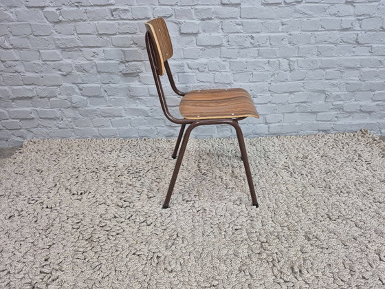 Lot de 2 Chaises de Cuisine Vintage Design avec Formica Faux Bois et Cadre Laqué Marron, Pays-Bas, Années 1960 (photo 7 of 7)