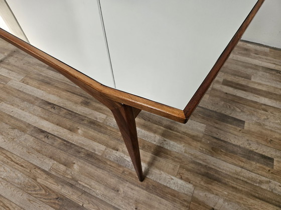 1950s wooden dining table with mirrored top (photo 5 of 15)