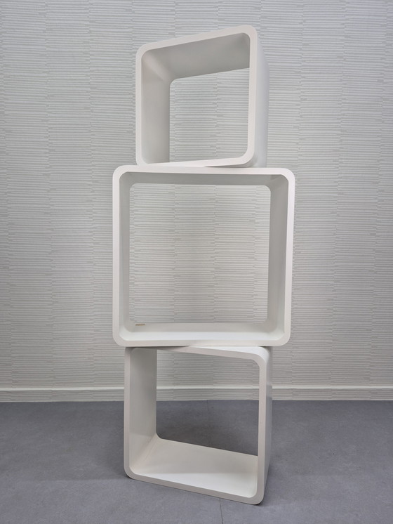 Image 1 of Cube/cube blanc, meuble modulaire vintage de l'ère spatiale.