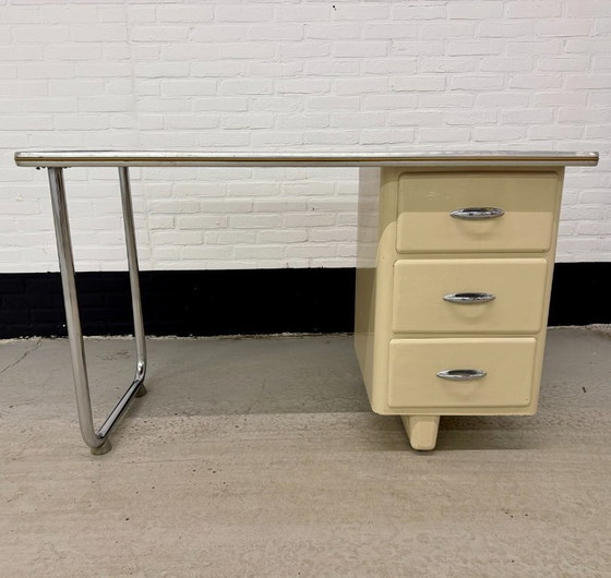 Image 1 of Vintage tubular frame Maquet desk, doctor's office