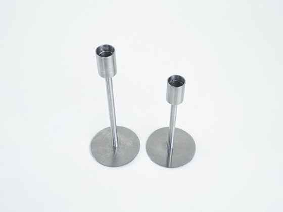 Image 1 of Set aus Metallkerzenständern, dänisches Design, 1970er Jahre, hergestellt in Dänemark