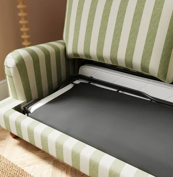 Image 1 of Striped Sofa Bed – Olive Green