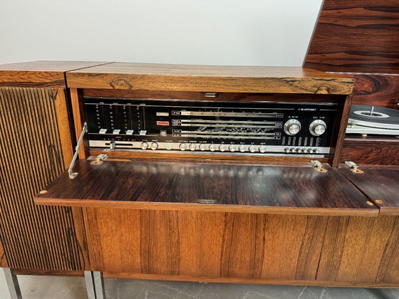 Image 1 of Mid-Century Blaupunkt Arizona Stereo Console with Integrated PE2010 Turntable and Matched Rosewood Veneer Speakers, Germany 1960