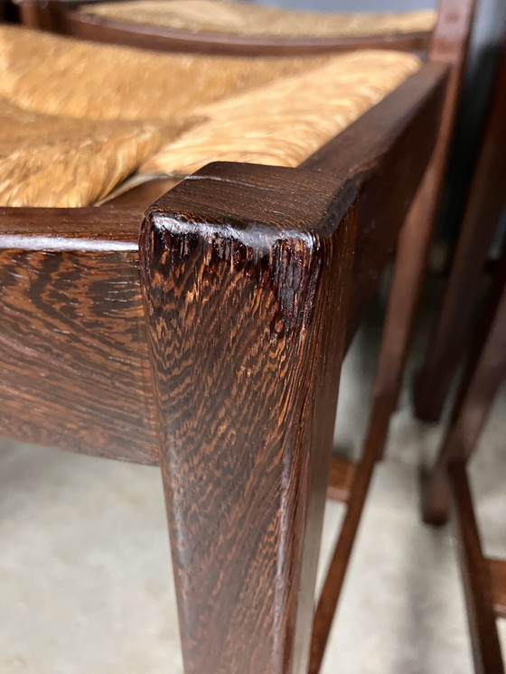 Image 1 of 6 Stühle Binsen Wenge Brutalist Mid Century