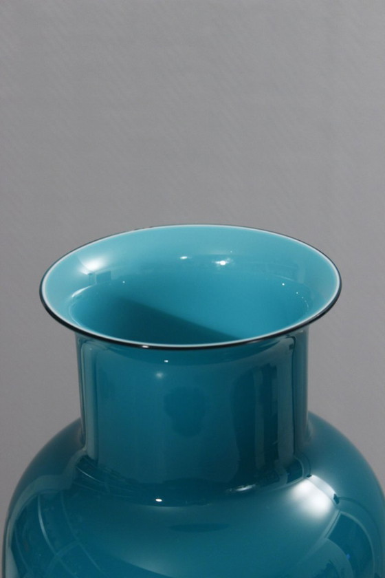 Image 1 of Ezio Rizzetto De Majo Murano - Large turquoise blown glass vase 1995