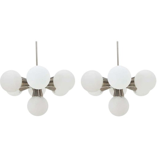 Paire de suspensions Sputnik chromées de Kamenicky Senov, Tchécoslovaquie 1960