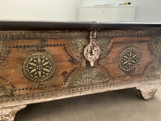 Baule indiano antico per biancheria – 170 cm di larghezza – Armadi contenitori, Legno (photo 2 of 5)