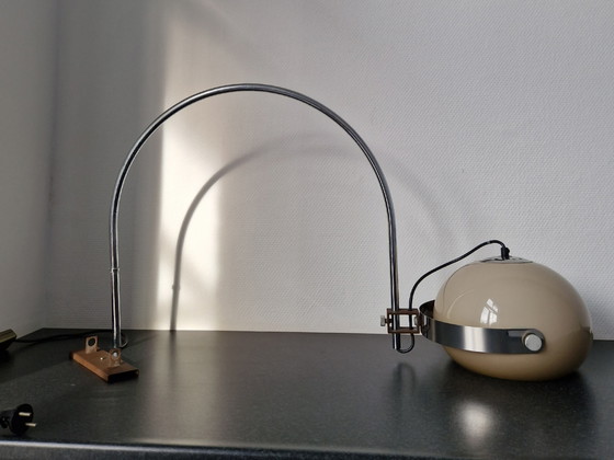 Image 1 of Lampada ad arco vintage cromata a forma di fungo, design Dijkstra