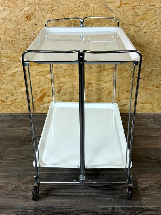 Image 1 of 1960s/70s Serving Trolley/Dinette Side Table, Space Age Design, Chrome/White