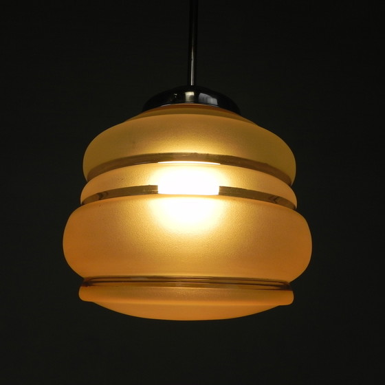 Image 1 of Lampada a sospensione Art Déco con paralume in vetro rosa, anni '30