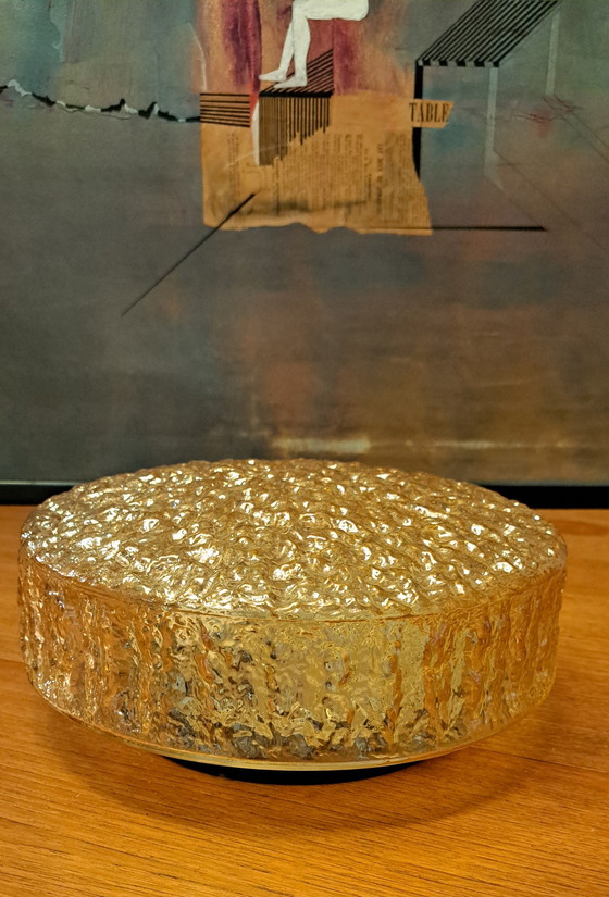 Image 1 of Plafonnier Peill & Putzler – Verre cristal, aspect doré, style rétro années 70