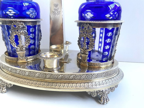 Image 1 of Porte Condiments Argent Massif Ciselé 900 Directoire 1800 Orfèvre AT Paris
