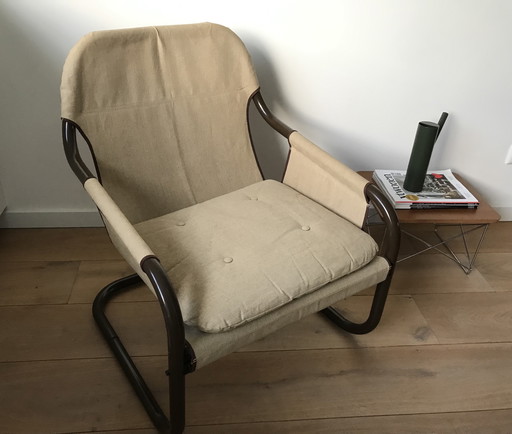Fauteuil en toile tubulaire Bauhaus Mid Century - années 1980