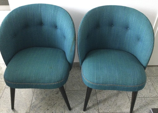 2 schwedische Retro-Sessel – fauteuils, Textile, Wood