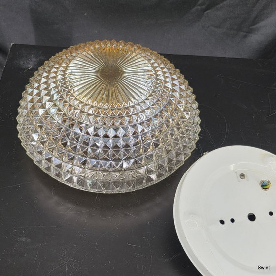 Image 1 of 2318 bernsteinfarbene Deckenleuchte, bernsteinfarbene Glas-Deckenleuchte