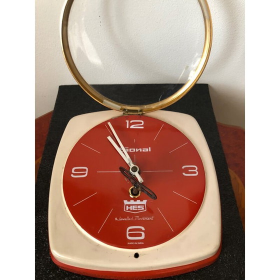 Image 1 of Vintage hes wall clock in heavy metal case, India