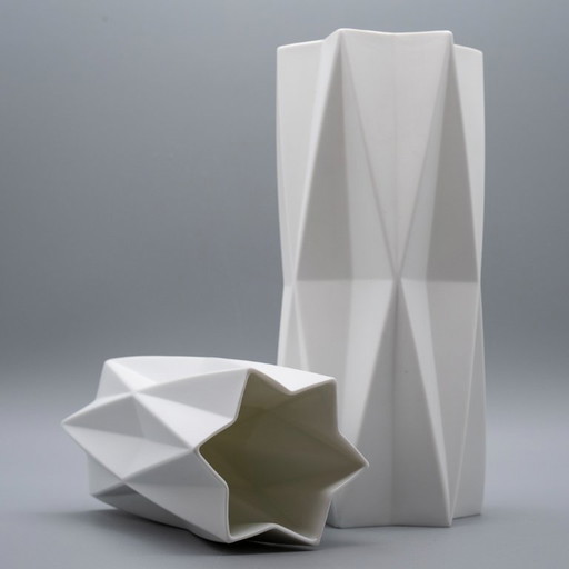 Heinrich Fuchs Hutschenreuther "ARCHAIS" Vase Duo Model 5120 Bisque Porcelain