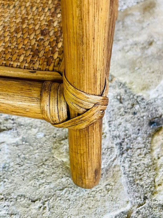 Image 1 of Vintage bamboe en rotan 3-laags plank, jaren 70