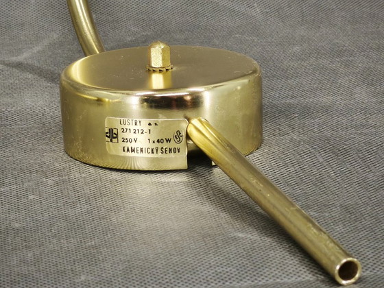 Image 1 of Paar Opalglas-Wandlampen aus Messing von Kamenický Šenov, 1970er Jahre