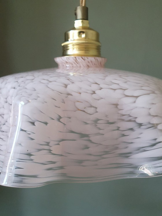 Image 1 of Lampada a sospensione vintage in vetro di Clichy, anni '30, lampada da soffitto Art Déco