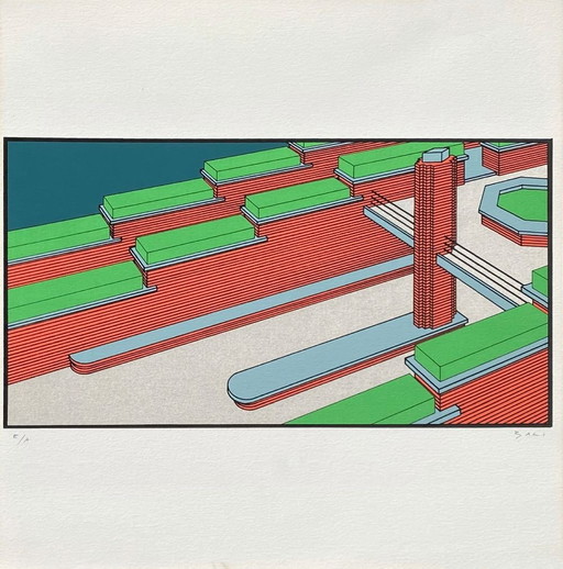 Alberto BALI Périphérie 07 Serigrafia firmata 1981