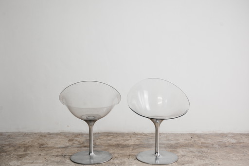 Philippe Starck Kartell Eros paar fauteuils, jaren 70, design in de stijl van het ruimtetijdperk.