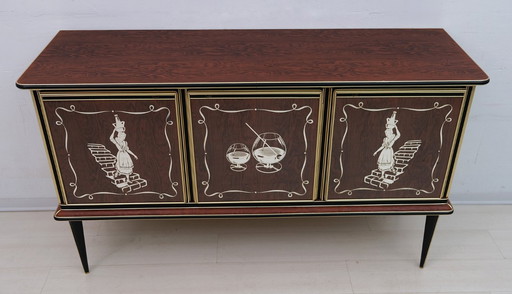 Umberto Mascagni para Harrods London Mueble bar italiano de mediados de siglo, años 50