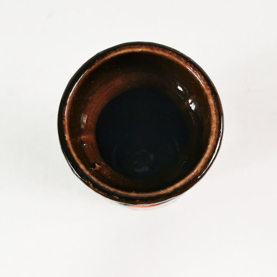 Fat Lava Keramikvase, Scheurich Keramik 242-22 "Spiderweb", 1960er Jahre, Vasen, Schwarz (Foto 8 von 11)