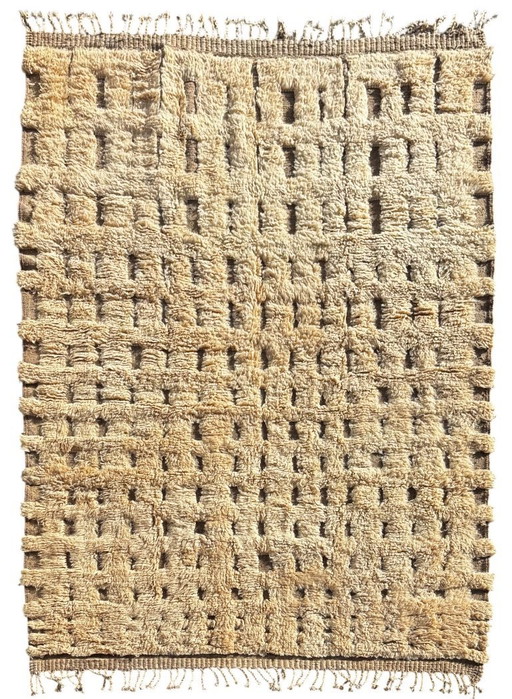 Tapis berbère marocain Mrirt neuf, fait main, en laine.