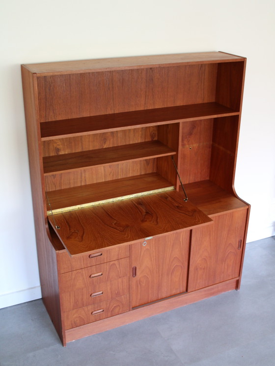 Vintage Deens wandmeubel in teak met secretaire – Wandkast, Wood (photo 9 of 13)