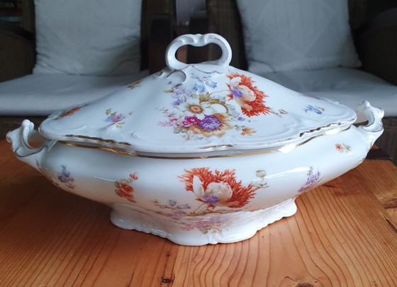 Image 1 of Elegant French porcelain tureen ca. 1900 - hand-painted