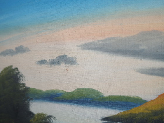 Image 1 of Tableau "Le paysage avec les collines", design scandinave, années 1970, par V. Kier