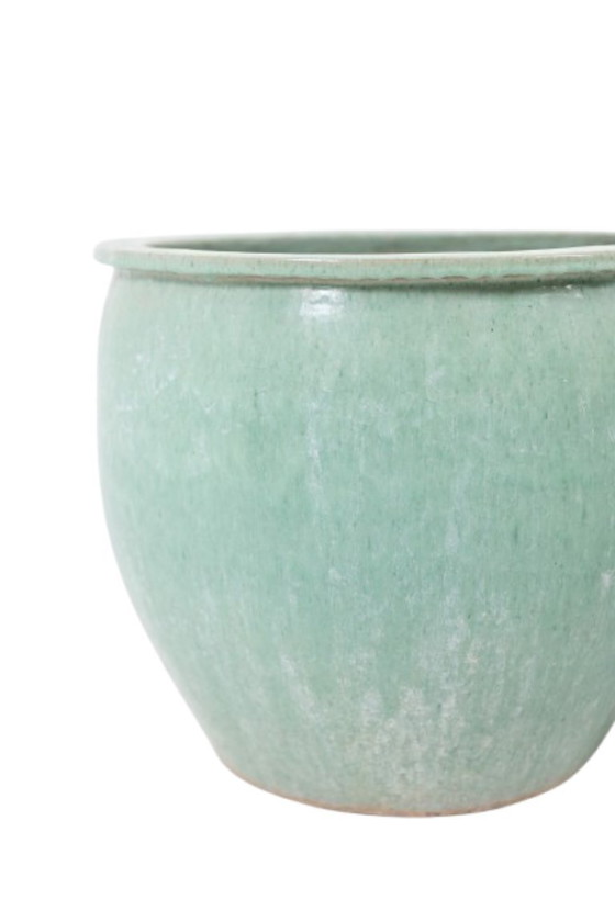 Image 1 of Pair of large glazed terra cotta planters. 1950s.