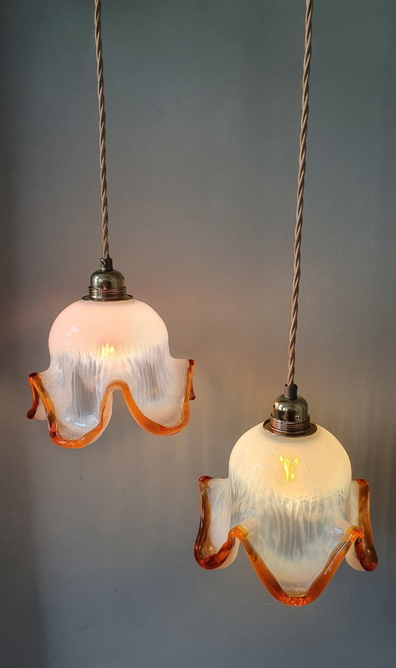 Set of 2 Vintage Murano Pendant lamps - Italy - Mid Century – Metal, Murano Glass (photo 19 of 21)