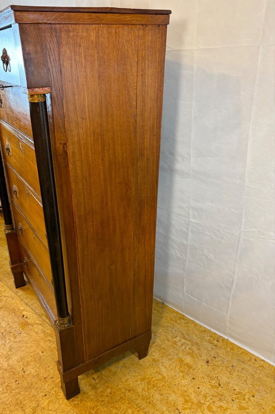 Image 1 of Antique Dutch Oak Empire Chiffonier Chest of Drawers ca1820  A striking and elegant antique Dutch Empire chiffonier chest of dra