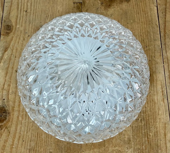 Vintage glazen wand- of plafondlamp uit de jaren 70. – Wandlampen, Glass, Metal (photo 6 of 16)