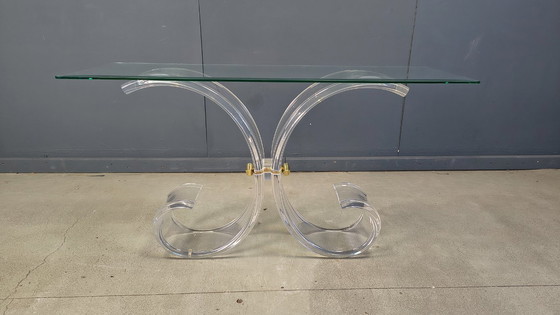 Image 1 of Konsolentisch aus Messing und Acrylglas, 1970er Jahre