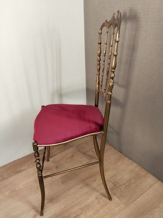 Silla Chiavari italiana de latón, Sillas y sillones, Terciopelo, Dorado (foto 4 de 6)