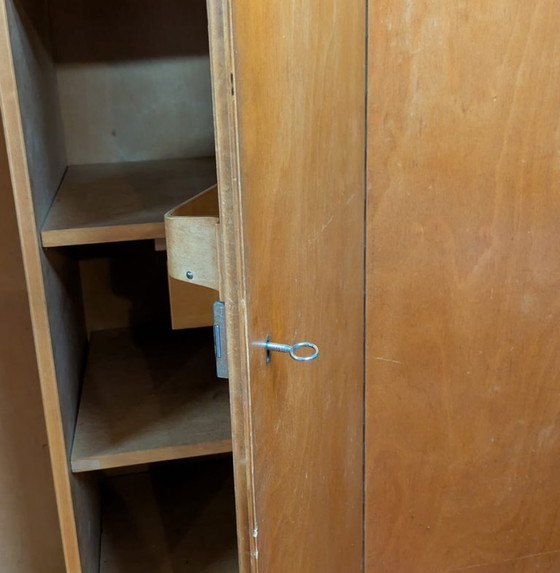 Pastoe KB04 Wooden Wardrobe with Drawer, Metal, Brown, Vintage (photo 4 of 10)