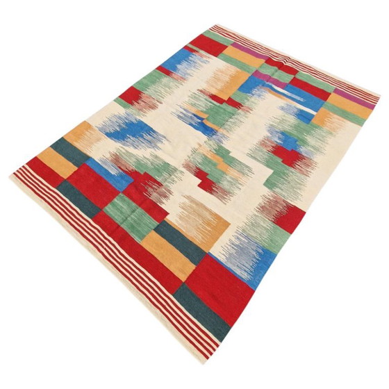 Handgeweven wollen kilimtapijt | Modern ikat-design | Verkrijgbaar in verschillende maten (photo 9 of 11)