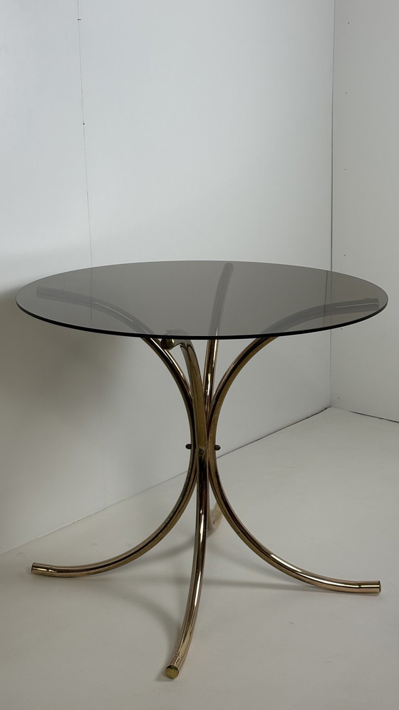 Image 1 of Gastone Rinaldi design vintage dining table round brass/glass
