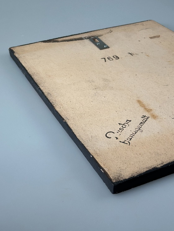 Image 1 of 60s 70s mural pared placa cerámica Ruscha pintado a mano número 769 diseño