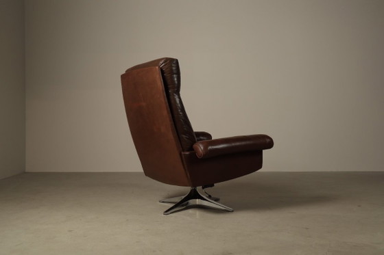 Image 1 of Sillón reclinable giratorio de cuero DS-31 de De Sede, Suiza, década de 1970.