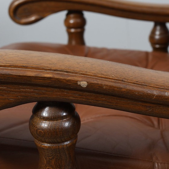 Image 1 of Sessel aus Eiche und Leder – Skandinavisch inspirierter Lounge-Klassiker – Warmer Holz- und Lederkontrast