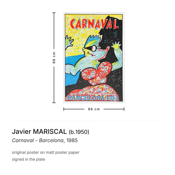 Image 1 of Javier MARISCAL Carnaval - Affiche Barcelone 1985