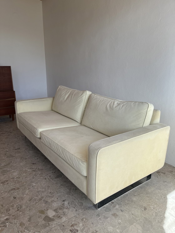 Image 1 of 1x Originele "COR Conseta F.W. Möller 1964" 3-zitsbank met chromen sledeonderstel en velours bekleding!!