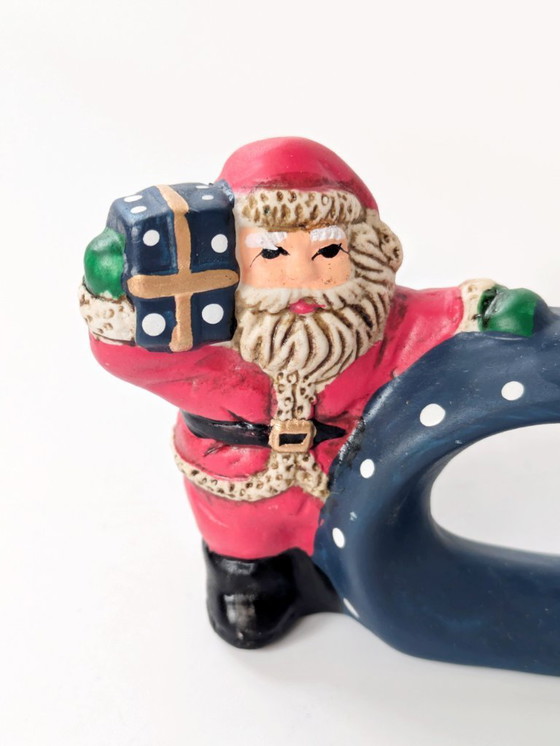 Image 1 of Set di 4 anelli per tovaglioli in porcellana vintage | Decorazioni natalizie tedesche dipinte a mano