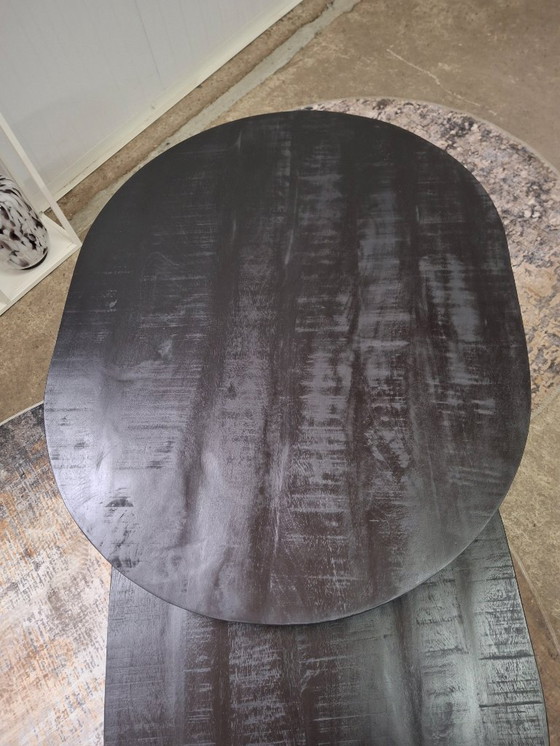 Image 1 of Sturdy oval coffee table set made of mango wood and metal, new